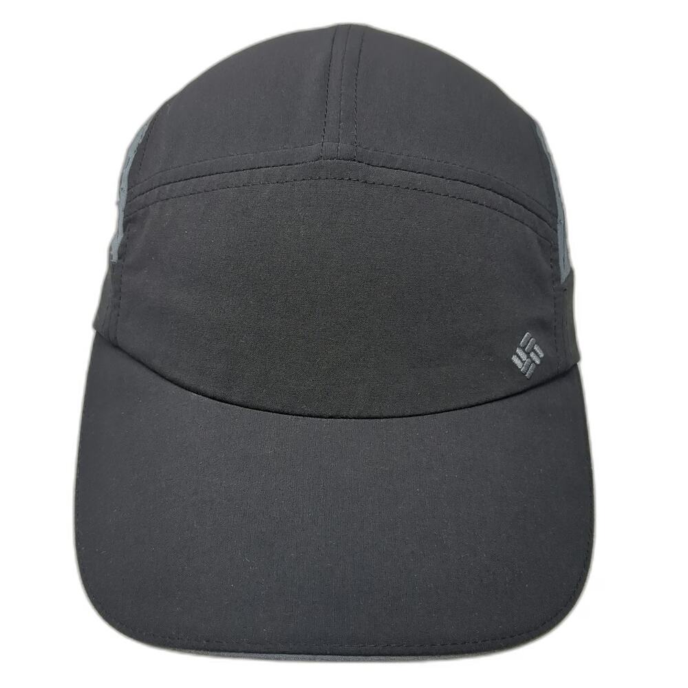 Columbia 5 Panel Black Hat One Size Gray Mesh Side Panels Bungee Slideback